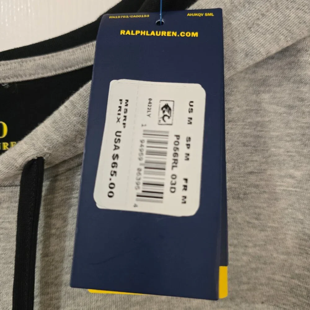 Polo Ralph Lauren Men's Supreme Comfort Long Sleeve Hooded Shirt Gray Medium NWT
